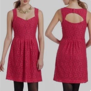 Adorable Pink Midi Crochet Lace Deletta Anthropologie Dress. Size M.